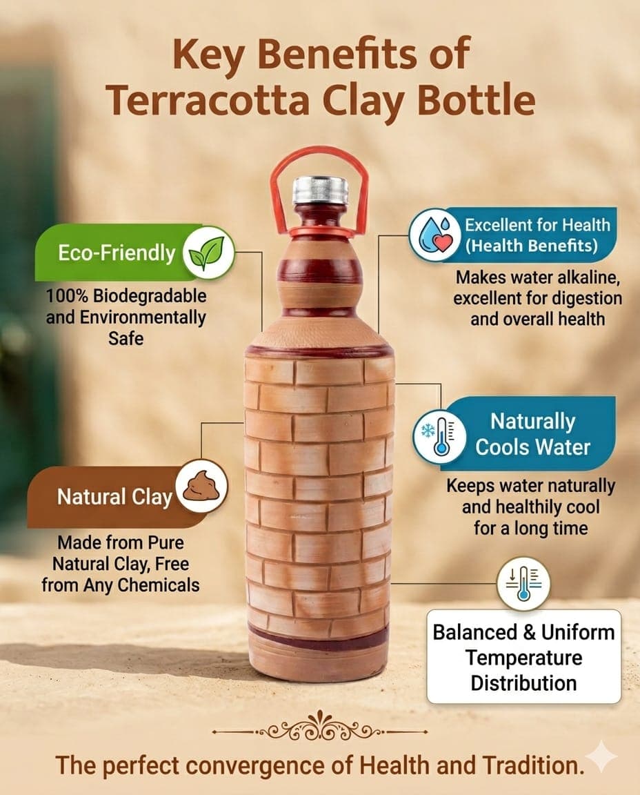 Premium Brick Design Terracotta Bottle 2000ML