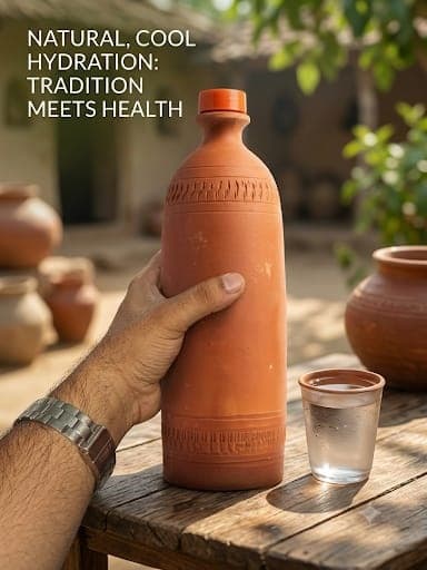 THE EARTHEN STUDIO Classic Water Bottle 1L 1000 ml Clay,
